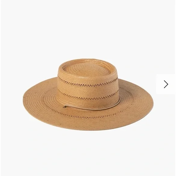 Straw Wide-Brim Boater Hat in Natural - Picture 1 of 8
